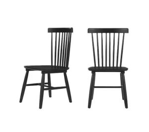 StyleWell Black Windsor Solid Wood Dining Chairs, Set of 2