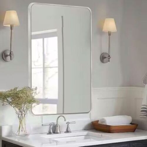 30 in. W x 40 in. H Silver Rectangle Wall Mirror Aluminum Alloy Frame&nbsp;