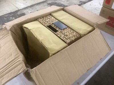 Set of 3 Water Hyacinth Pantry Baskets w/ Chalkboard, Marker - 13in