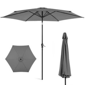 Outdoor Steel Market Patio Umbrella Decoration w/ Tilt, Crank Lift - 10ft