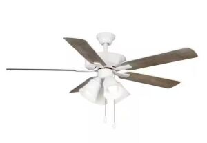 Progress Lighting AirPro 52 in. Indoor White Transitional Ceiling Fan with 3000K Light Bulbs Included with Remote