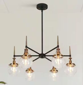 LNC Modern 6-Light Black and Brass Island Chandelier 