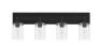 Hampton Bay&nbsp;Regan 29.25 in. 4-Light Matte Black Bathroom Vanity Light with Clear Glass Shades