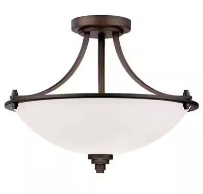 Millennium Lighting 3-Light Rubbed Bronze Semi Flush Mount with Etched White Glass