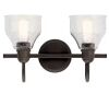 KICHLER Avery 15 in. 2-Light Olde Bronze Vintage Bathroom Vanity Light with Clear Seeded Glass