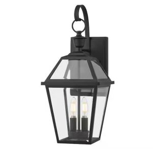 Home Decorators Collection Glenneyre 20.25 in. Matte Black French Quarter Gas Style Hardwired Outdoor Wall Light Lantern Sconce