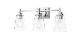 Hampton Bay Wakefield 22 in. 3-Light Chrome Modern Vanity with Clear Glass Shades