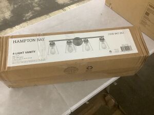 Hampton Bay Eastburn 28.13 in. 4-Light Gold Vanity Light with Clear Glass Shades