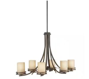 KICHLER Hendrik 35.75 in. 6-Light Olde Bronze Contemporary Shaded Cylinder Chandelier 