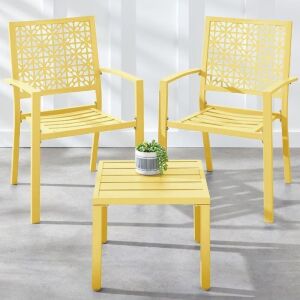 3-Piece Stackable Steel Outdoor Conversation Bistro Set