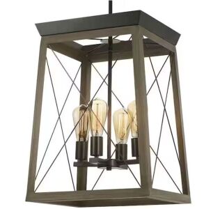 Progress Lighting Briarwood Collection 4-Light Antique Bronze Kitchen Farmhouse Pendant Hanging Light