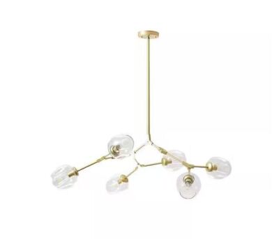 Bella Depot 6-Light Clear Modern Linear Chandelier with Gold Adjustable Arms and Glass Shades