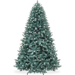 7.5' Pre-Lit Blue Spruce Christmas Tree w/ Foldable Base, Incandescent Lights