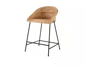 StyleWell 24 in. Natural Woven Hyacinth Counter Stool with Low Back