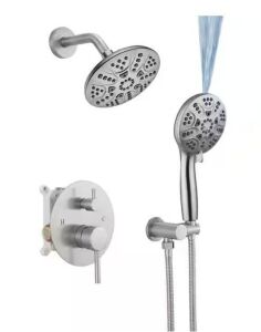 Single Handle 5-Spray Round Shower Faucet 2.5 GPM with Adjustable Flow Rate in. Brushed Nickel 