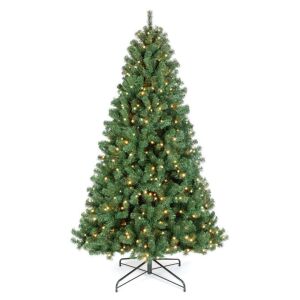 12' Pre-Lit Instant No Fluff Artificial Spruce Christmas Tree w/ Memory Branches