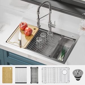 Le Bijou Collection Dual Mount Stainless Steel Kitchen Sink, 33"