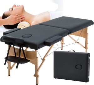 Portable Massage Table with Solid Wooden Legs