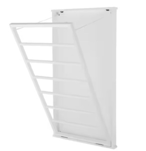 StyleWell 42 in. H x 24 in. W x 2 in. D White Wood Collapsible Laundry Wall Rack