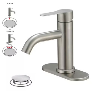 BWE Single Hole Single-Handle Bathroom Faucet in Brushed Nickel