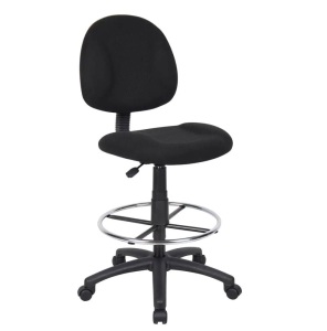 Black Fabric Armless Drafting Chair with Seat Height Adjustment