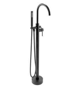 AKDY 1-Handle Freestanding Floor Mount Tub Faucet Bathtub Filler with Hand Shower in Matte Black