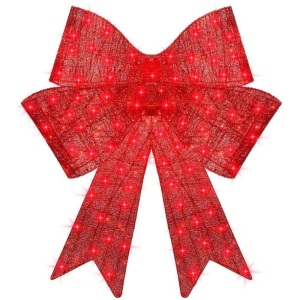 48" Pre-Lit Christmas Bow Decoration, Holiday Decor w/ 8 Functions