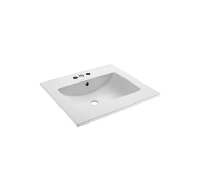 Swiss Madison 24 in. Ceramic Vanity Top with 3-Faucet Holes with White Basin