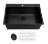 Glacier Bay&nbsp;33 in. Drop-in Single Bowl 18 Gauge Black Stainless Steel Kitchen Sink