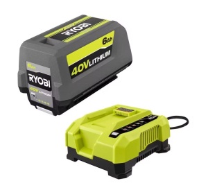 RYOBI 40V Lithium-Ion 6.0 Ah Battery and Rapid Charger Starter Kit