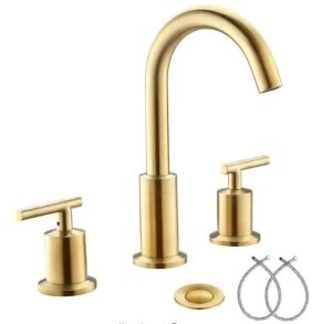 Phiestina Brushed Gold Widespread 8 in. 2-Handle Bathroom Faucet 3-Hole