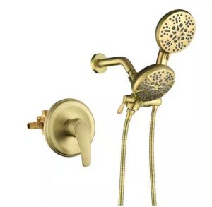 Single Handle 7-Spray Shower Faucet 1.5 GPM with Pressure Balance in Brushed Gold 