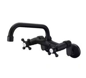 SUMERAIN Classical Double Handles Wall Mount Standard Kitchen Faucet in Oil Rubbed Bronze