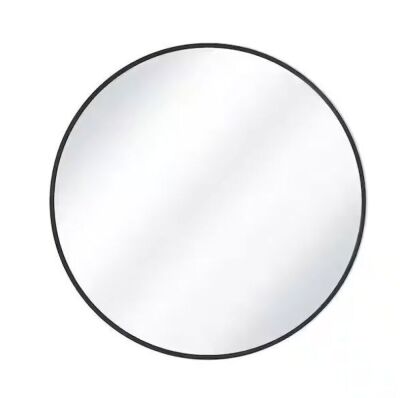 XRAMFY 36 in. W x 36 in. H Round Aluminum Alloy Framed Black Wall Mirror