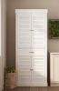 FUFU&GAGA White Paint Wood Storage Cabinet With 4-Shutter Doors, Drawers and Adjustable Shelves
