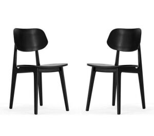 Carnegy Avenue Verona Set of 2 Commercial Grade Solid Wood Dining Chairs with Curved Oval Backrests in Black