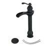 Single Handle Single-Hole Bathroom Waterfall Vessel Sink Faucet in Matte Black