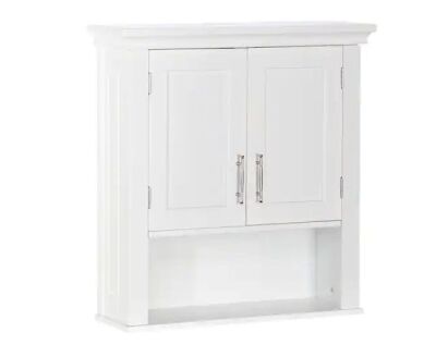 RiverRidge Home Somerset 22.88 in. W x 24.38 in. H x 7.88 in. D 2-Door Bathroom Laundry Wall Mount Storage Medicine Cabinet in White