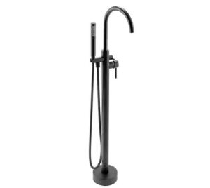 AKDY 1-Handle Freestanding Floor Mount Tub Faucet Bathtub Filler with Hand Shower in Matte Black