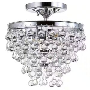 JONATHAN Y Toronto 13 in. Metal/Crystal LED Chrome Flush Mount