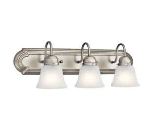 KICHLER Independence 24 in. 3-Light Brushed Nickel Traditional Bathroom Vanity Light with Frosted Glass Shade