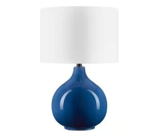 Hampton Bay Amherst 20 in. Coastal Blue Table Lamp with Ceramic Base