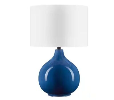 Hampton Bay Amherst 20 in. Coastal Blue Table Lamp with Ceramic Base
