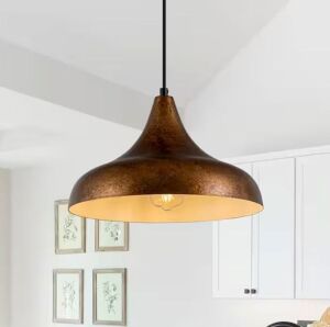 1-Light Vintage Copper Farmhouse Dome Kitchen Island Pendant Light with Metal Shade