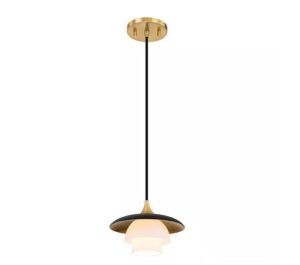 RRTYO Croner 1-Light Black/Aged Bronze 3 Tiered Shade Metal/Opal Etched Glass Pendant Light 