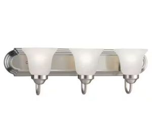 Progress Lighting 24 in. 3-Light Brushed Nickel Bathroom Vanity Light with Glass Shades