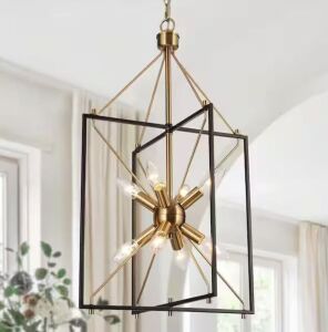 Zevni 8-Light Brass Gold Black Hanging Pendant Light