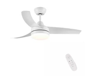 YUHAO Modern 42 in. Indoor Matte White Dimmable Ceiling Fan with Integrated LED, DC Motor and Remote Control