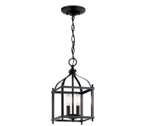 KICHLER Larkin 2-Light Black Traditional Candlestick Cage Mini Pendant Hanging Light