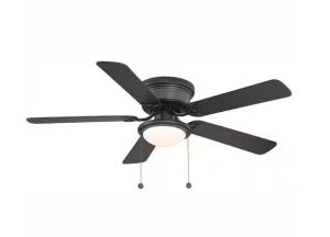 Hugger 52 in. LED Indoor Black Ceiling Fan with Light Kit